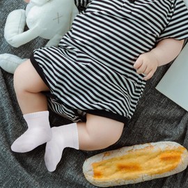 Baby Socks 0-3 months Infant White Crew Socks Baby Girls Newborn Dress Sock Boys Baptism Christening 10 Pack (White)