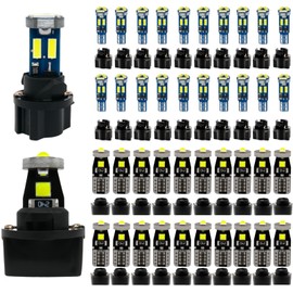 WLJH 40 Pack 194 168 T10 T5 LED Bulbs With Sockets, Non Polarity, Dimmable, For Dash Cluster Dome Map Door Trunk Parking License Plate Lights,300 LM Interior & Exterior Replacement, Bright White