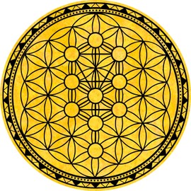 Legacystraps Flower of Life & Tree of Life Sacred Geometry Crystal Grid - 5” Metaphysical Reiki Healing Crystal Grid with Border Gold
