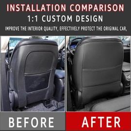 JIEREPU Back Seat Kick Mats Cover for Ford Explorer 2020-2025 - Leather, Custom Fit, Protects Seats, Easy Clean, Waterproof, for Ford Explorer ST XLT Accessories (Gray)