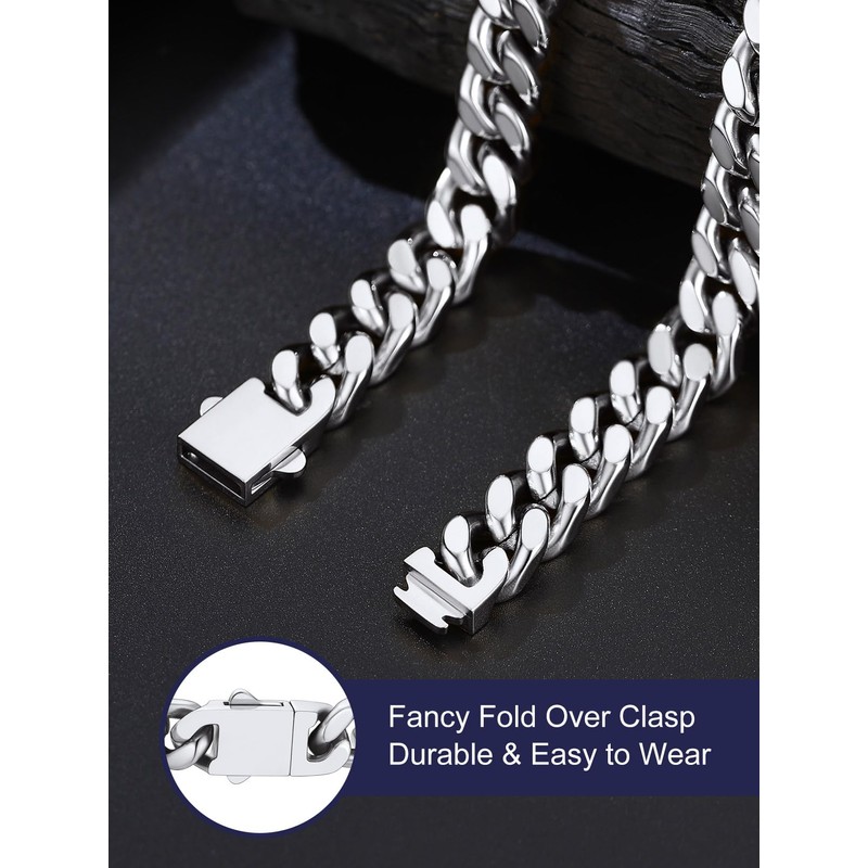 Bandmax Thick Cuban Link Chain Necklace for Men 12mm Wide