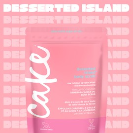 Cake Beauty Desserted Island Vegan Body Sugar Scrub - Shea Butter, Demerara Sugar & Coconut Oil - Gentle Exfoliating Hand, Leg, Foot & Body Sugar Soap Scrub & Moisturizing Shower Wash for Women