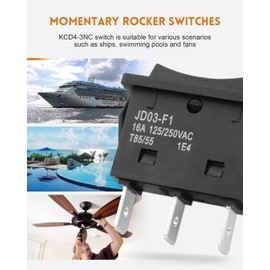 KCD4-3NC Momentary Rocker Switch, 3 Pins 3 Positons Double Side in-Out Rocker Switch, Multi-Functional Toggle Switch with Dual Operation Faces, 2PCS
