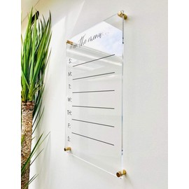Large Clear Acrylic Menu Board for wall | Dry-Erase Message White Board Calendar Wall Mounted Office Home Family Organization Tools Must Haves School Kids Adult Mom Teen Monthly Weekly ADHD Tools