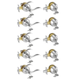 VEVOR Entry Door Locksets with Deadbolt, 5 Pack Satin Nickel Entry Lever and Single Cylinder Deadbolt, Keyed Alike Combo Pack, Fit for 1-3/8" to 1-3/4" Door Thickness, for Entrance and Front Door