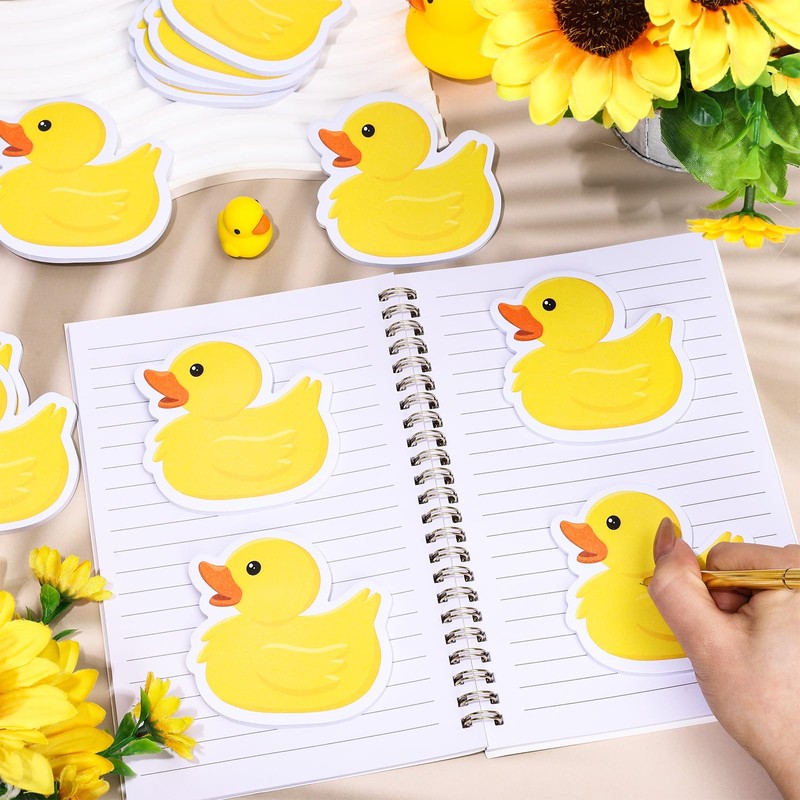 FYSUIMU 16Pcs Rubber Duck Sticky Notes Cute Yellow Duck Shape