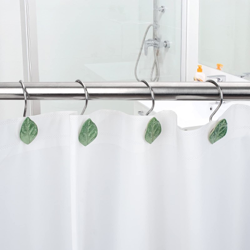 12 PCS Decorative Shower Curtain Hooks, Anti-Rust Stainless Steel Shower