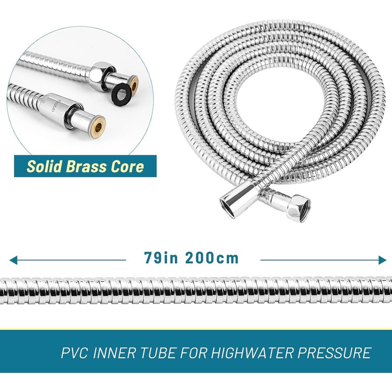 Shower Hose Extra Long 79 Inch, Stainless Steel Handheld Shower