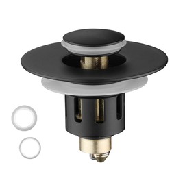 Gaoxua Matte Black Universal Bathroom Sink Stopper, Brass Pop Up Wash Basin Plug Cover , for 1.02 -1.96 inch US Standard Drain, Anti-Clogging Bath Plug Stopper Sink Drain Strainer 2100-MB