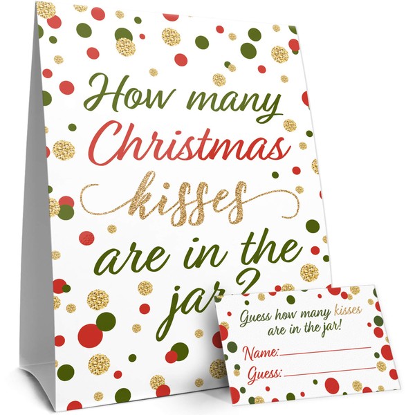 Christmas Party Game - How Many Kisses - Standing Sign