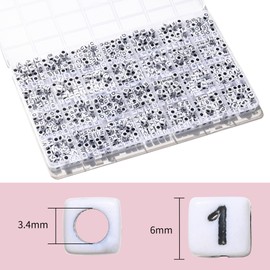 Ywmimn 730pcs Square Letter Beads, 28 Styles Friendship Bracelet Kit, 6x6 mm Acrylic Alphabet Beads for Bracelet and Jewelry Making(White and Black)