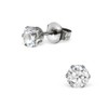 Hypo-Allergenic Surgical Stainless Steel Stud Earrings with 4mm AAA CZ