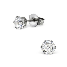 Hypo-Allergenic Surgical Stainless Steel Stud Earrings with 4mm AAA CZ Crystals by Kate Benson