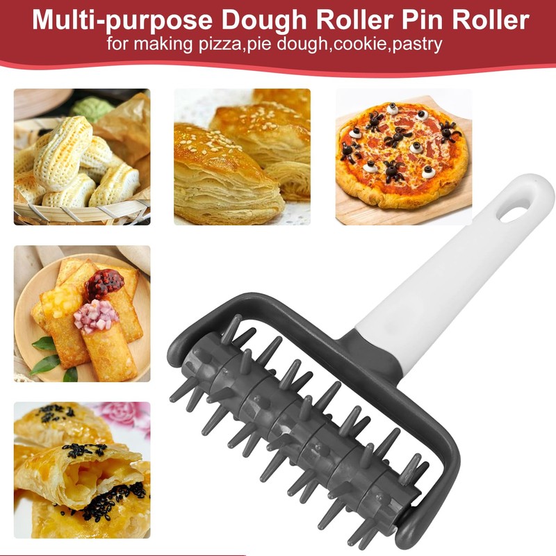 Tissting Pizza Dough Docker Grey Plastic Pizza Pin Puncher with