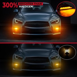 ALAVENTE Front Fog Light for Infiniti Q50 Q50s Sport 2014-2019 with DRL, Front Bumper Fog Lamp Turn Signal Flowing Flashing LED light with Smoke Black Lens, Sequential White/Amber - Upgrade Style