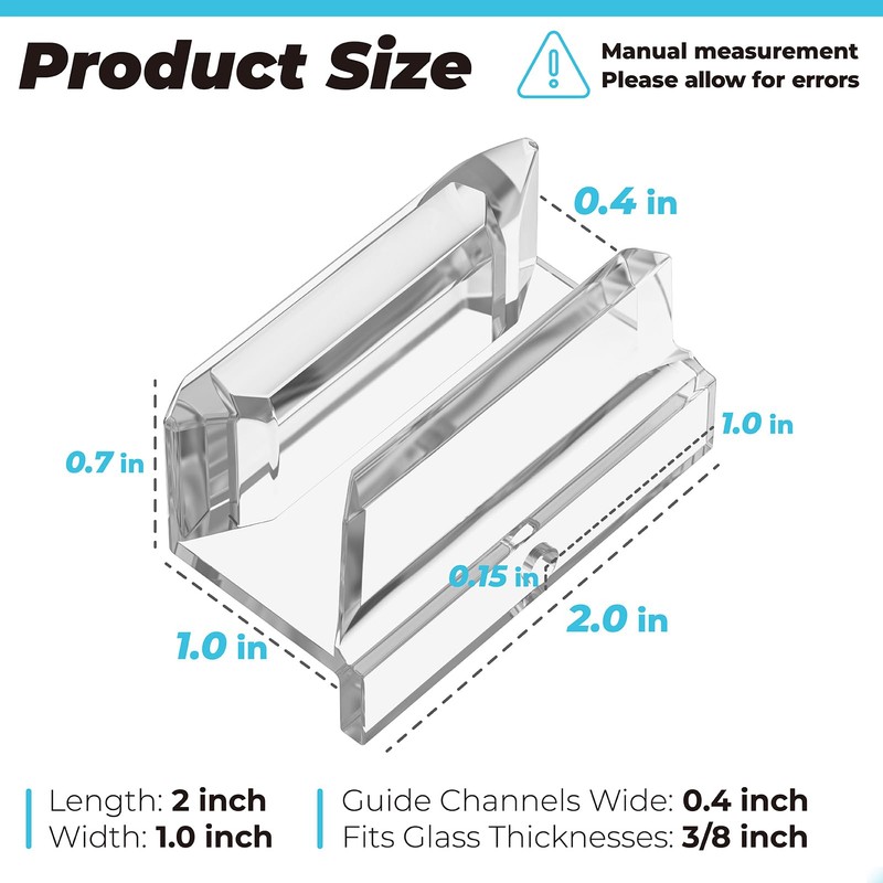 Clear Acrylic Sliding Shower Door Bottom Guide with Screw fits