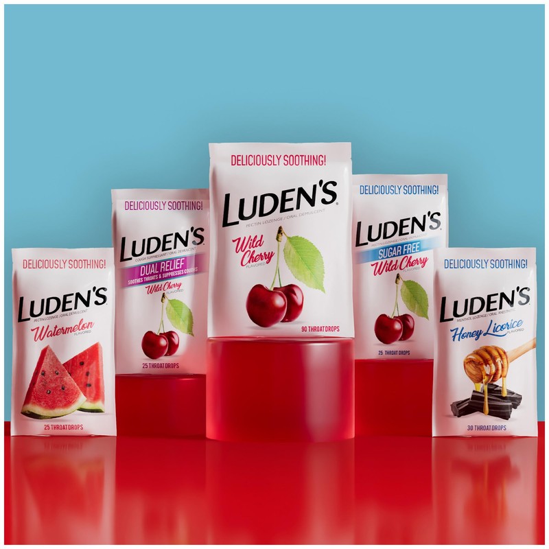 Luden's Sugar Free Wild Cherry Throat Drops, Sore Throat Relief,