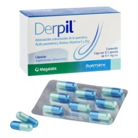 Derpil Suplemento Frena La Caída Del Pelo Vitaminas Aminoácidos 32 cap                                                                                