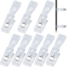 HINZIC 8pcs Plastic Garden Flag Clips Anti-Wind Flag Stoppers Small Flag Pole Holder for Outside Yard Accessories Valentines Wedding Decoration - Clear