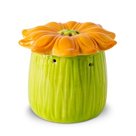 GABROC Sunflower Baking Soda Holder For Fridge Ceramic Baking Soda Container Green Jar With Yellow Sunflower Shape Lid For Hold Baking Soda For Eliminating Refrigerator Odor