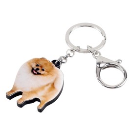 BONSNY Acrylic Cute Dog Keyrings For Women Girl Pet Keychain Key Bag Phone Charm Jewellery Gift (Brown)