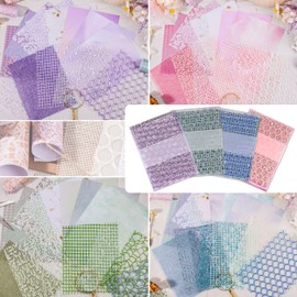 60 Sheets Scrapbook Paper, Handmade Textured Paper Scrapbook Kit for Adult, 4 Styles 7.1 x 5.2 Inch Craft Textured Decorative Paper Scrapbook Textured Paper for Adult DIY Scrapbooks Art Crafting