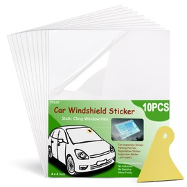 PSLER Car Windshield Sticker, Windshield Applicator, Clear Window Cling Car Inspection Sticker Holder Static Cling Window Film for Cars 10PCS 4 x 6 inch Static Cling Vinyl for Pass Holder