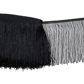 Black Fringe Trim Tassel Sewing Trim 6Inch Width 10 Yards Long for Clothes Accessories Latin Wedding Dress DIY Lamp Shade Decoration (Black)