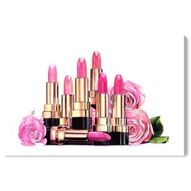 The Oliver Gal Artist Co. Fashion and Glam Wall Art Canvas Prints Makeup Doll Memories-Beauty Lips Pink Home Décor, 54x36