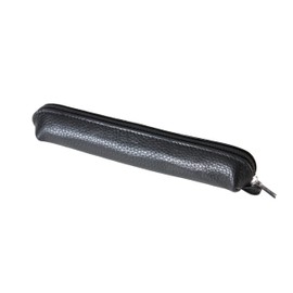 MCN003 Genuine Leather Slim Pencil Case Slim Compact Simple Business People Cowhide Grain Leather, Black, Minimalist