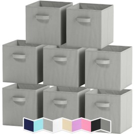 Royexe Cube Storage Baskets for Organizing -11 Inch -Set of 8 Heavy-Duty Storage Cubes for Storage and Organization. Perfect Bins for Cubby Storage Boxes Or Cube Storage Organizer (Light Grey)