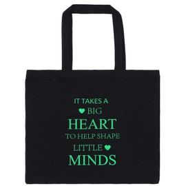 It Takes a Big Heart to Help Shape Little Minds Teacher Black Tote Bag For Women Teacher Appreciation Gifts Funny Birthday Gifts for Teachers Best Teacher Gifts from Student (35cm * 40cm)