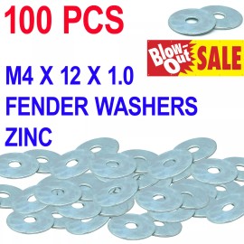 KG USA M4 X 12 X 1.0 FENDER WASHERS GRADE A ZINC (100pk)
