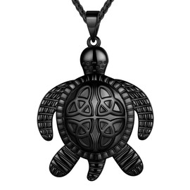 beautlace Turtle Necklaces Celtic Knot Pendant Black Gun Plated Animals Pendant Necklace Jewelry Gifts for Men and Women KP0063K