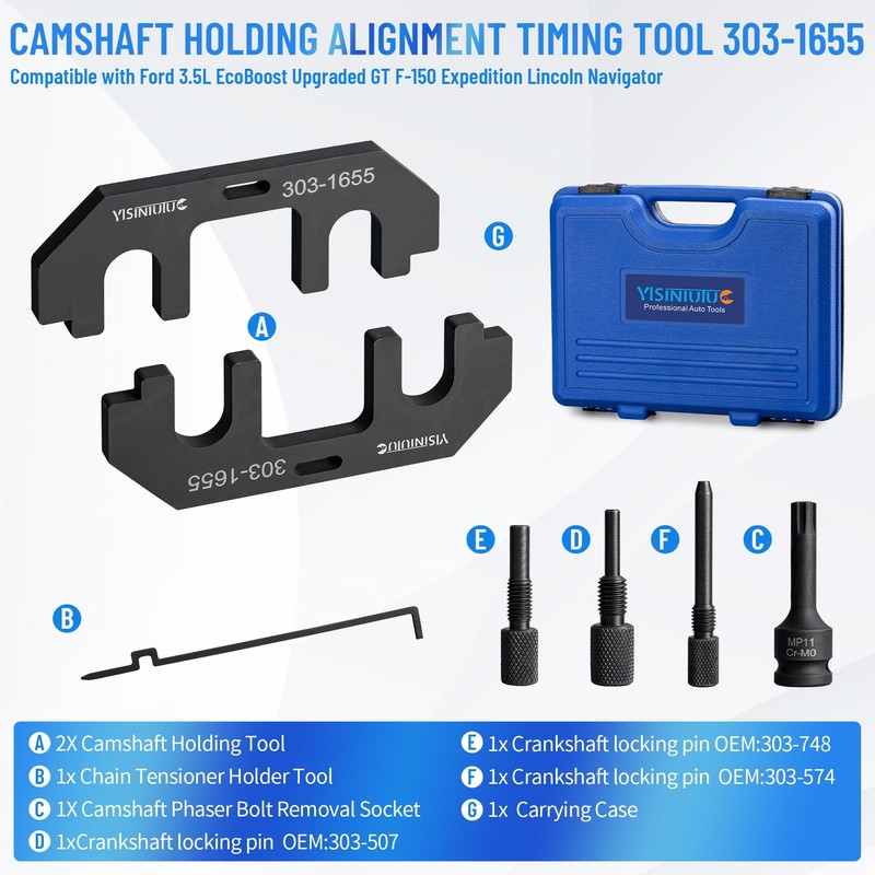 YISINIUTUO 303-1655 7-Piece Camshaft Holding Alignment Timing Tool, Compatible with