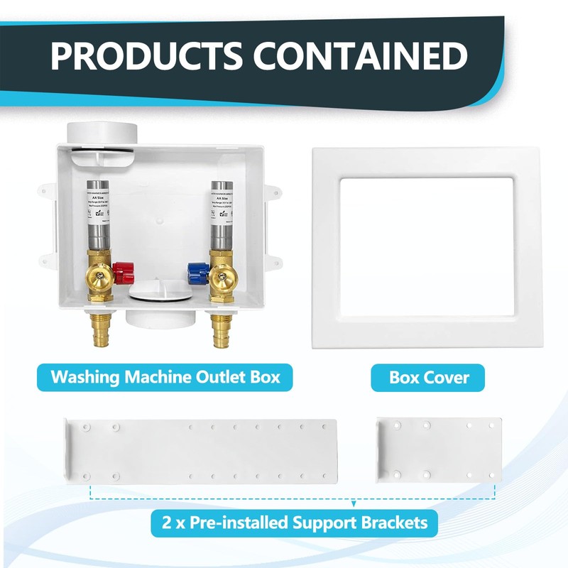 Seelink Washing Machine Outlet Box, Center Drain/Side Drain, 1/2 Inch