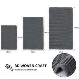 WONGS BEDDING Bathroom Rug 80 x 50 cm, Super Absorbent Non-Slip Bath Mat, Waffle Bath Mat, Washable for Shower, Bath and Toilet