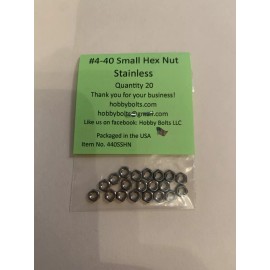 Hobby Bolts 4-40 hex nut small Stainless QTY:20 Per Pack. RC Car, Micro Fastener