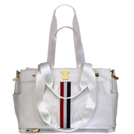 MISO PUP Shell Tote (Shell Tote ONLY for USE with Base PET Carrier, Stripe Canvas - White/RED White Blue)