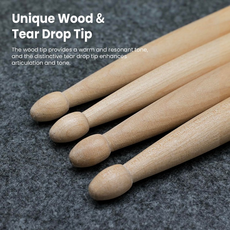 2 Pairs Drum Sticks 5A, Professional Classic Maple Wood Drumsticks,