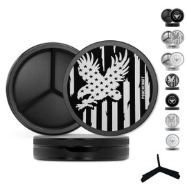 PouchCraft Metal Zyn Can | Laser Engraved Snus Container | Zyn Tin | Snus Can | Zyn Holder | EDC Storage | Moisture-Resistant Pill Container | Gift for Him (Black, American Flag Design, Tall)