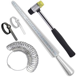 Ring Sizer Measuring Tool Set, Metal Mandrel Ring Sizers For Loose Rings Tool Aluminum with Ring Gauge US Size 1-13, Finger Size Stick Wire Wrap Rings Tools Jewelry Making Kit, 31pc