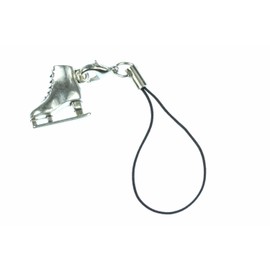 Skate Ice Skating Figure Skating Pendant Cell Phone Charm Mini Bling Square Silver