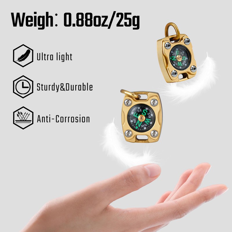 MecArmy CMP Titanium Brass Mini Compass Luxury Survival Pocket Compass