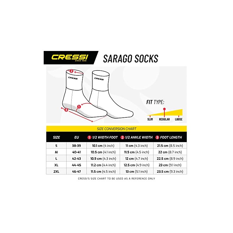 Cressi Sarago Socks - Diving and Apnea Socks Ultra Stretch