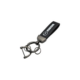 TONAUA Universal Key Chain for Mazda Cars, Carbon Style, Black, PU Leather, 360 Degree Rotation Key Ring, Durable & Stylish Design, Key Chain, Logo Included, CX-3, CX-5, CX-8, etc