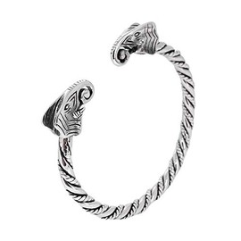 Treasure Bay Women's Elephant Silver Bangle 925 Sterling Silver Elephant Torque Bangle, Silver Bangle Bracelet for Women