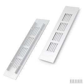 WJUAN Aluminium Ventilation Grille 200 x 50 mm Silver Square Ventilation Grille for Cupboards, Bedrooms and Doors