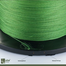 Zite Fishing Fishing Line Braided 4-Ply - Braided Line 4X PE 550 m Spool - 0.14-0.30 mm Fishing Tendon Braided Line Green (12.7 kg / 0.24 mm)
