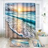 ArtSocket 4 Pcs Shower Curtain Set Beautiful Sunrise Over Sea